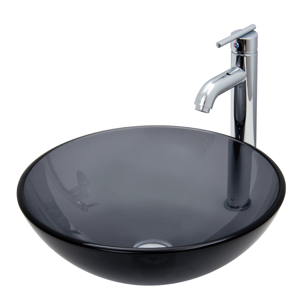 Vigo White Frost Vessel Sink and Seville Vessel Faucet with Pop Up ...