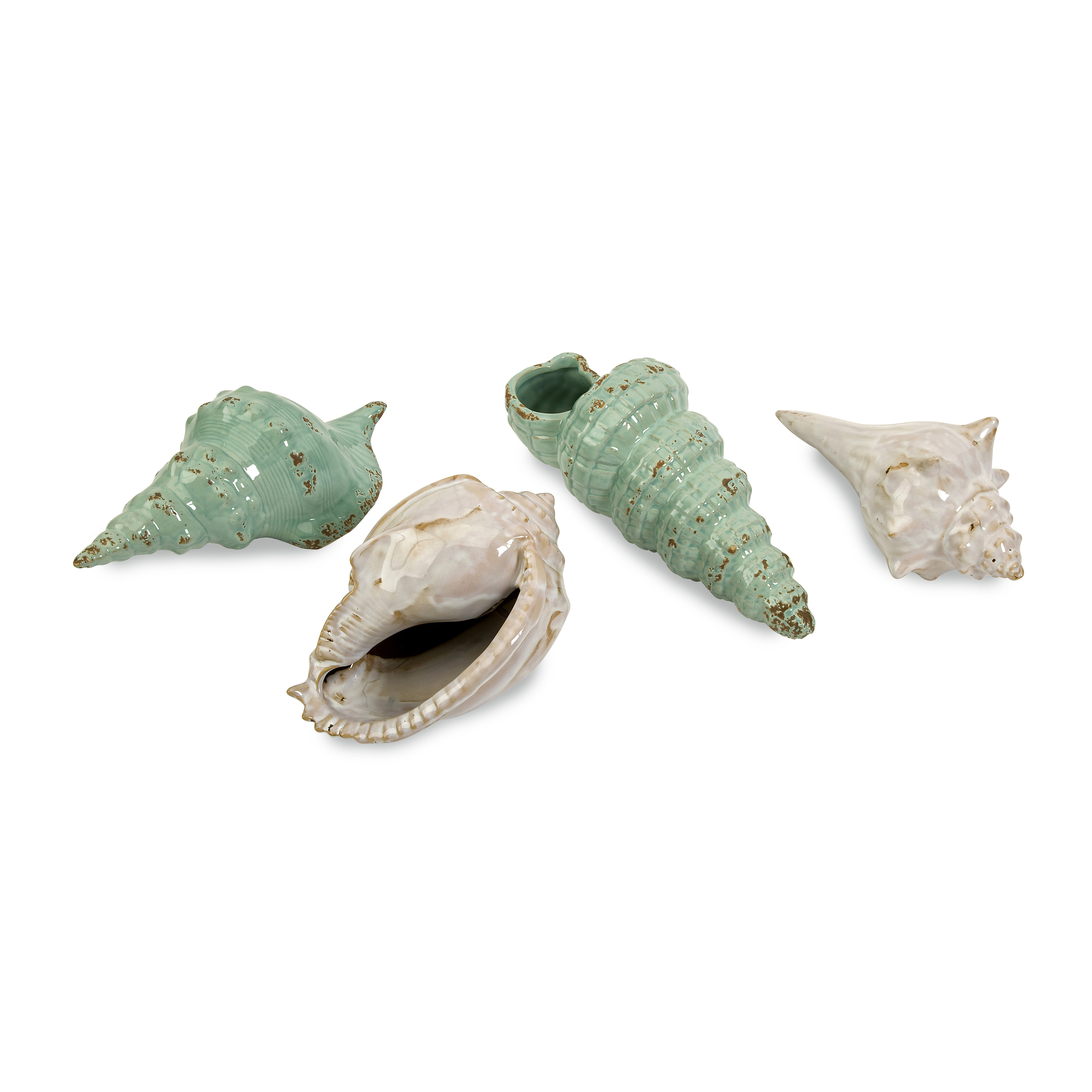 IMAX 4 Piece Ceramic Sea Shells Figurine Set & Reviews Wayfair