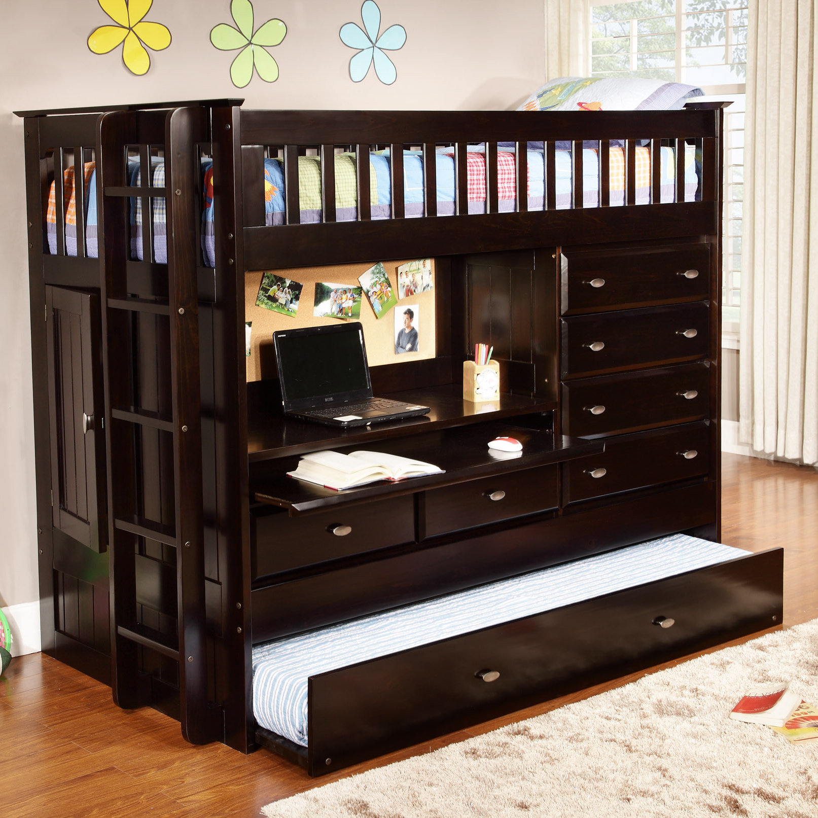 Discovery World Furniture All in One Twin Bunk Bed with Trundle and