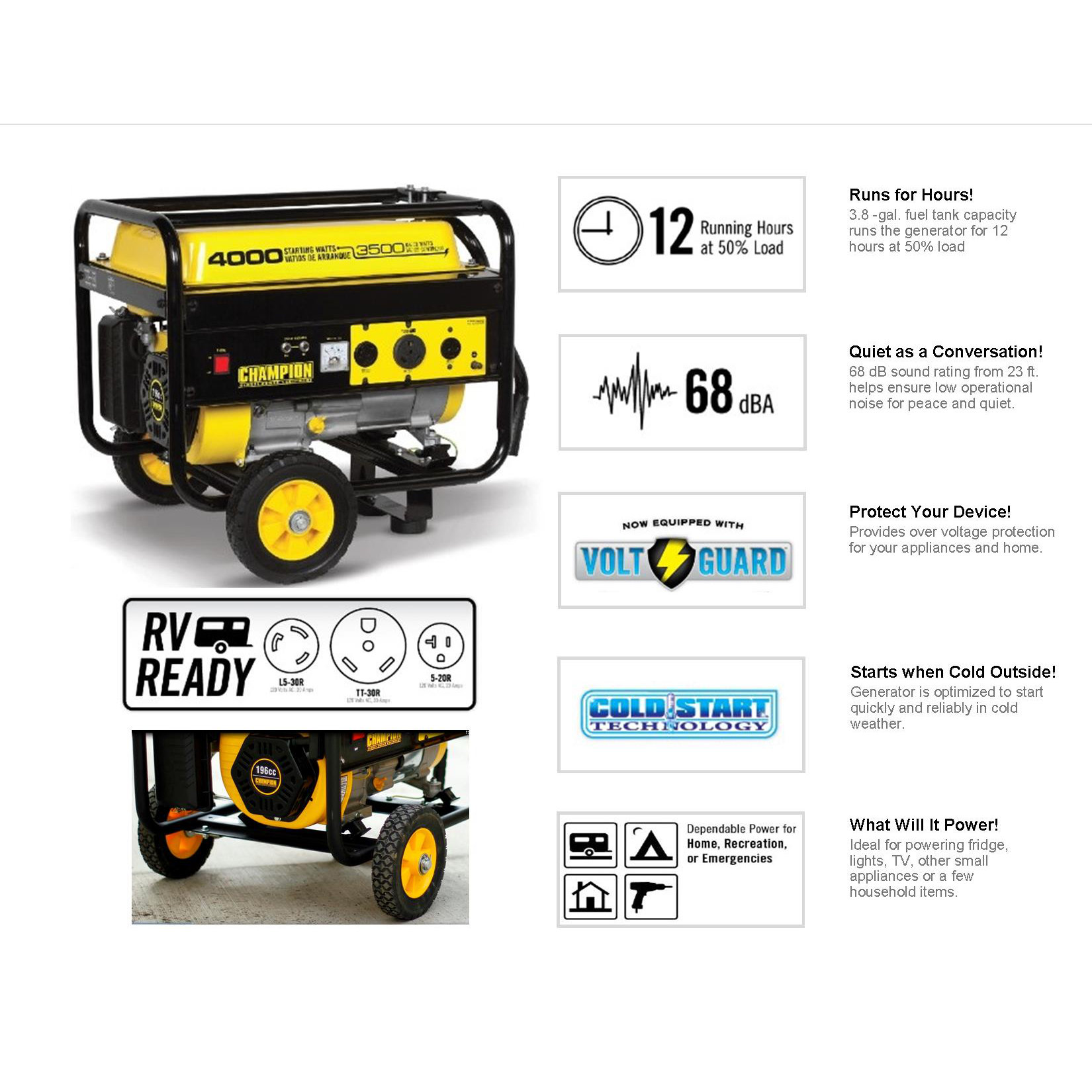 Champion Power Equipment 4000 Watt Portable Gasoline Generator