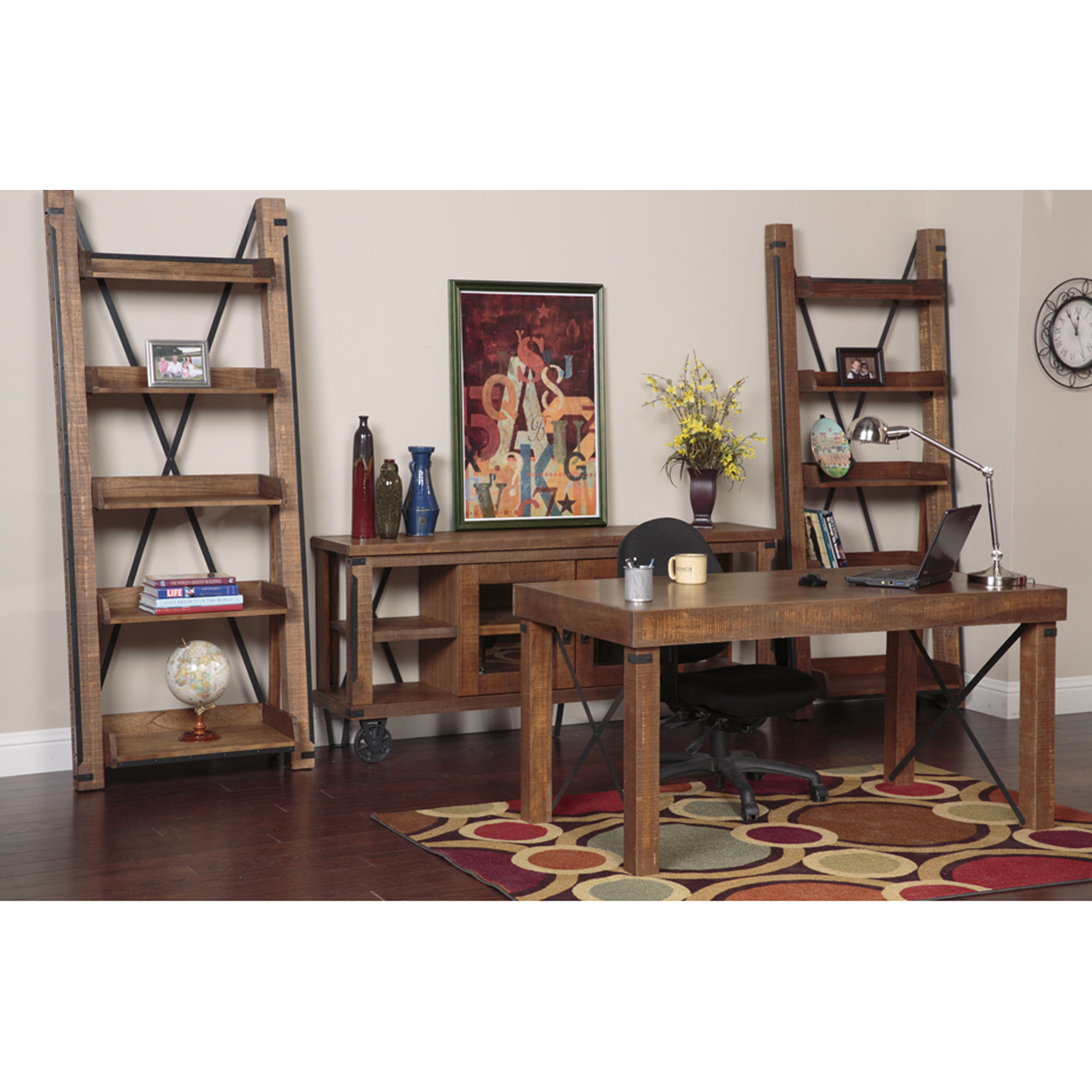 American Furniture Classics Industrial 81" Leaning Bookcase & Reviews