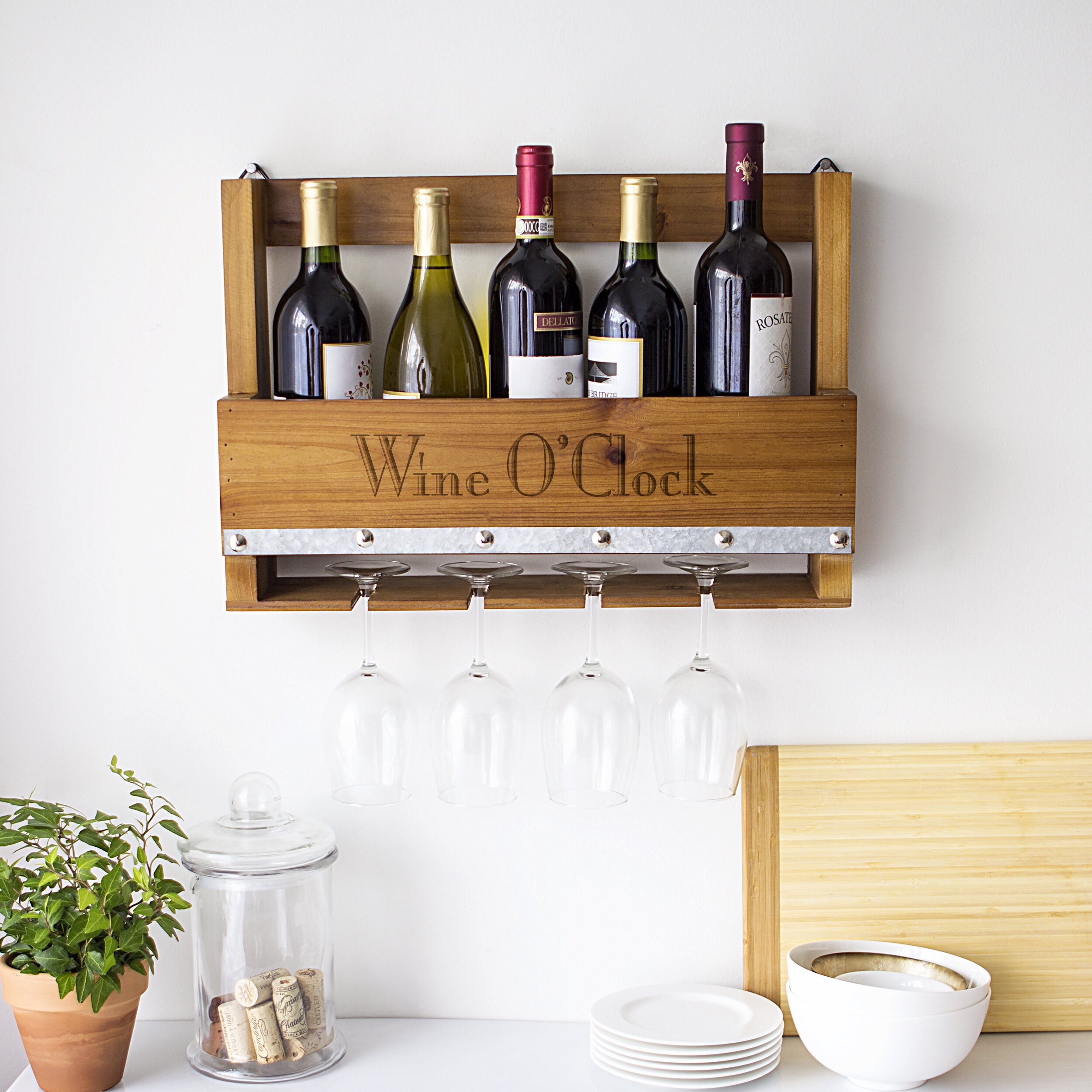 Cathys Concepts Personalized Rustic 5 Bottle Wall Mounted Wine Rack & Reviews Wayfair