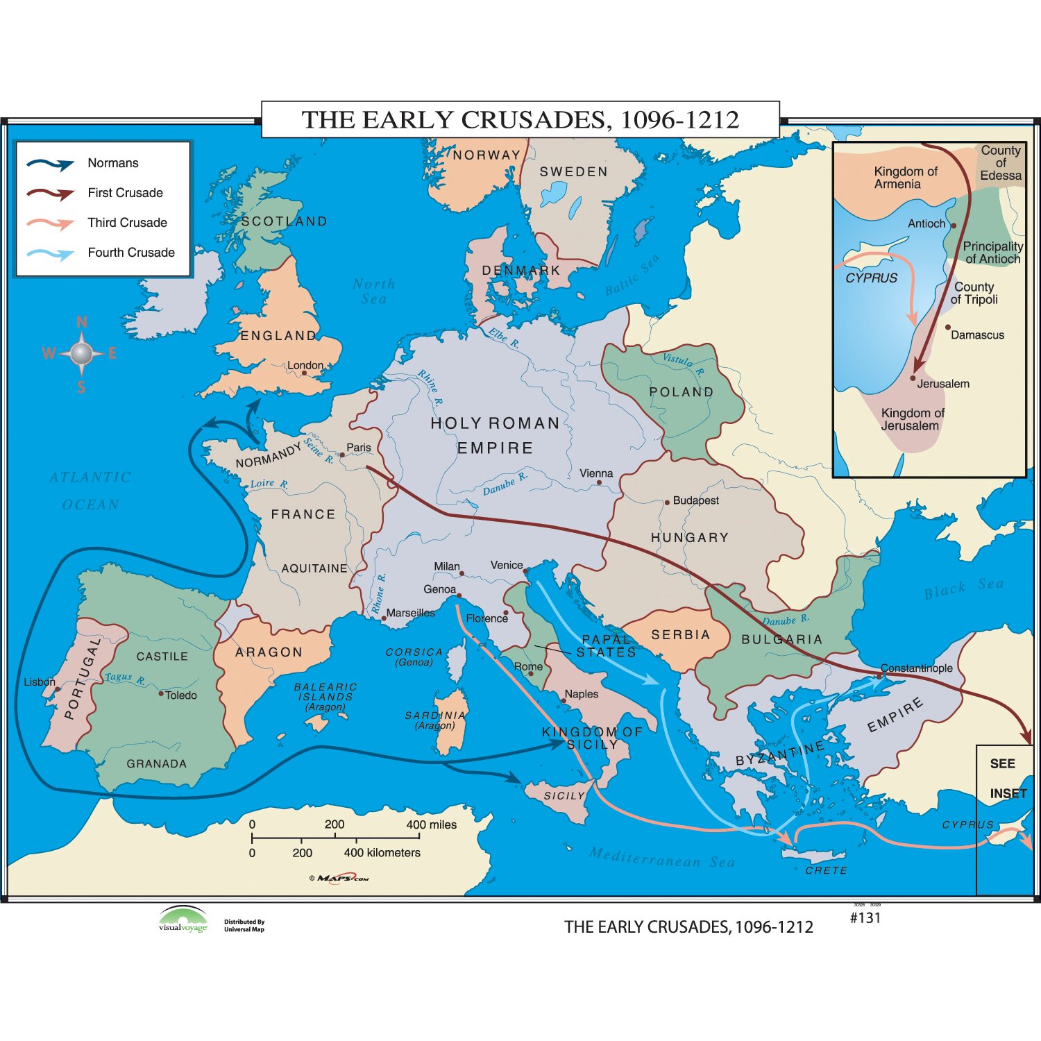 Universal Map World History Wall Maps - Early Crusades | Wayfair