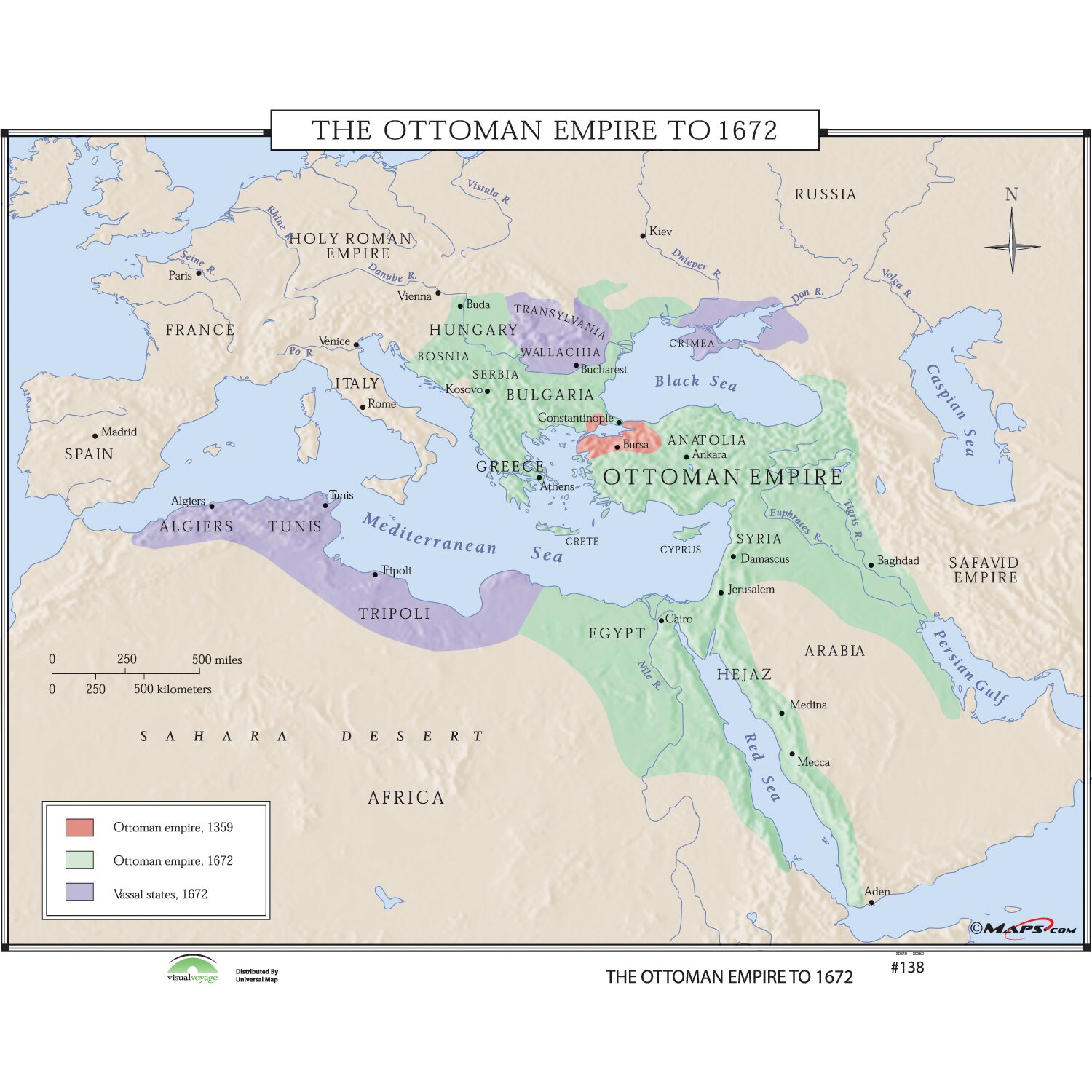 Universal Map World History Wall Maps - Ottoman Empire To 1672 | Wayfair