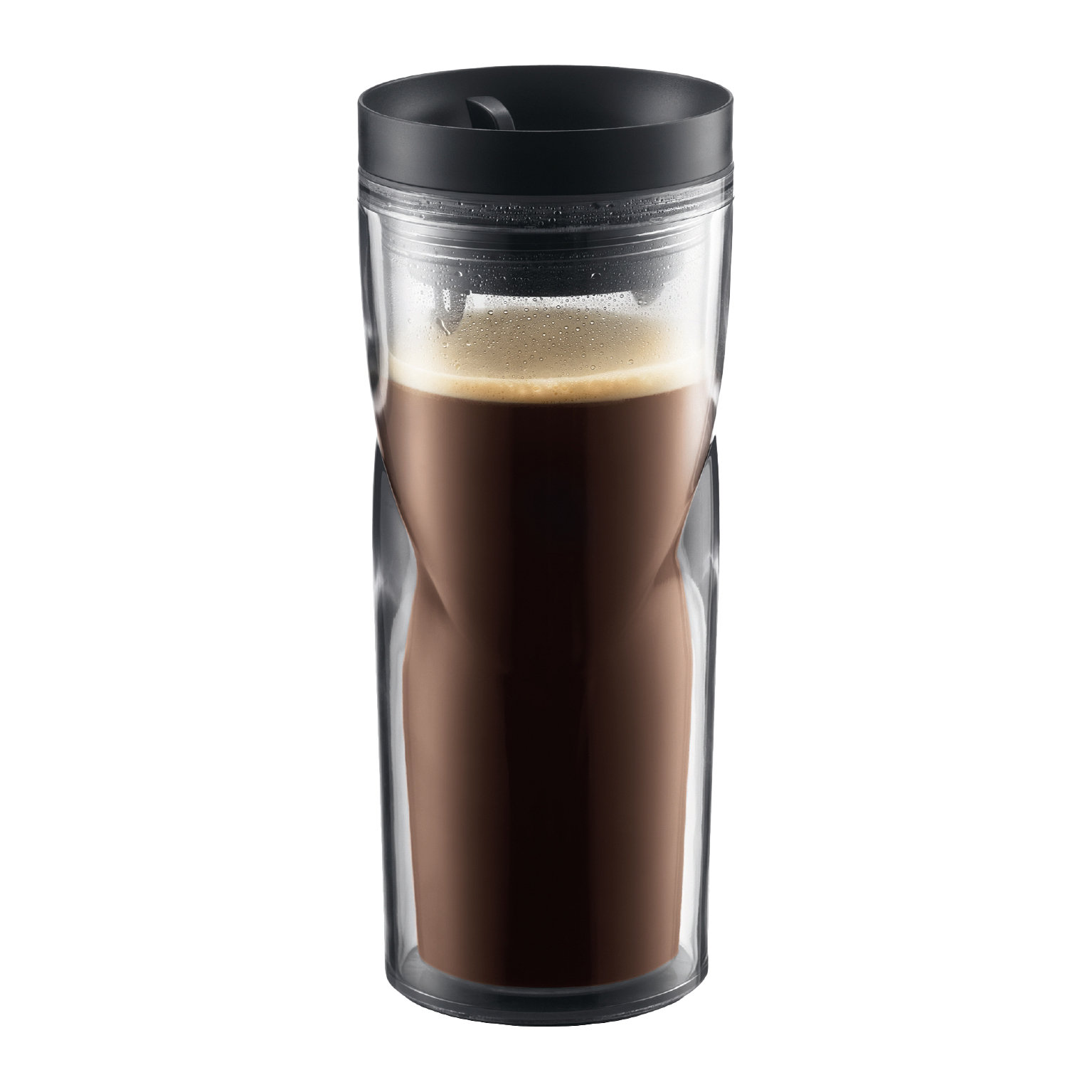 double walled glass travel mug with lid