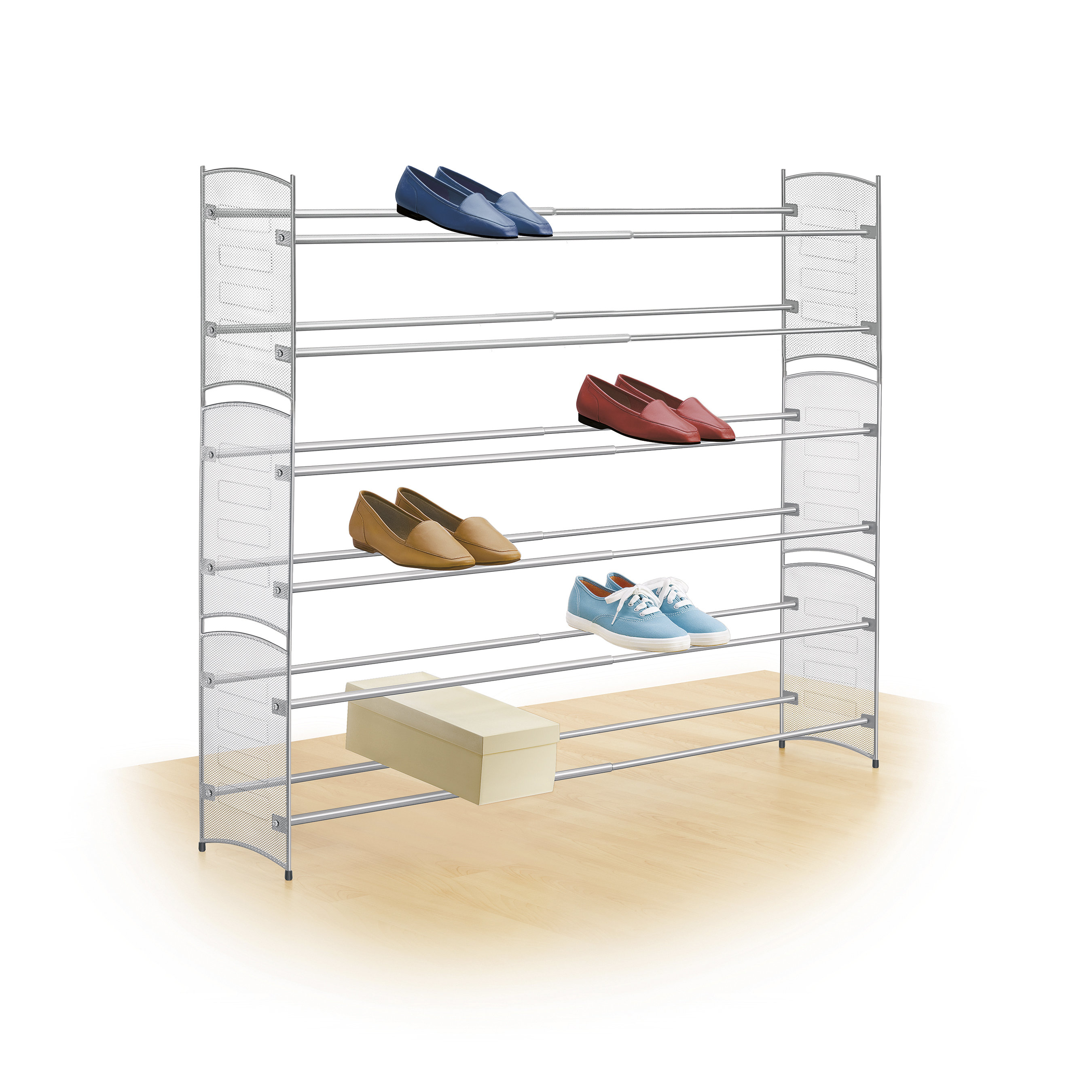 Lynk Expandable 2 Tier Stackable Shoe Rack Steel Mesh Shoe Shelf
