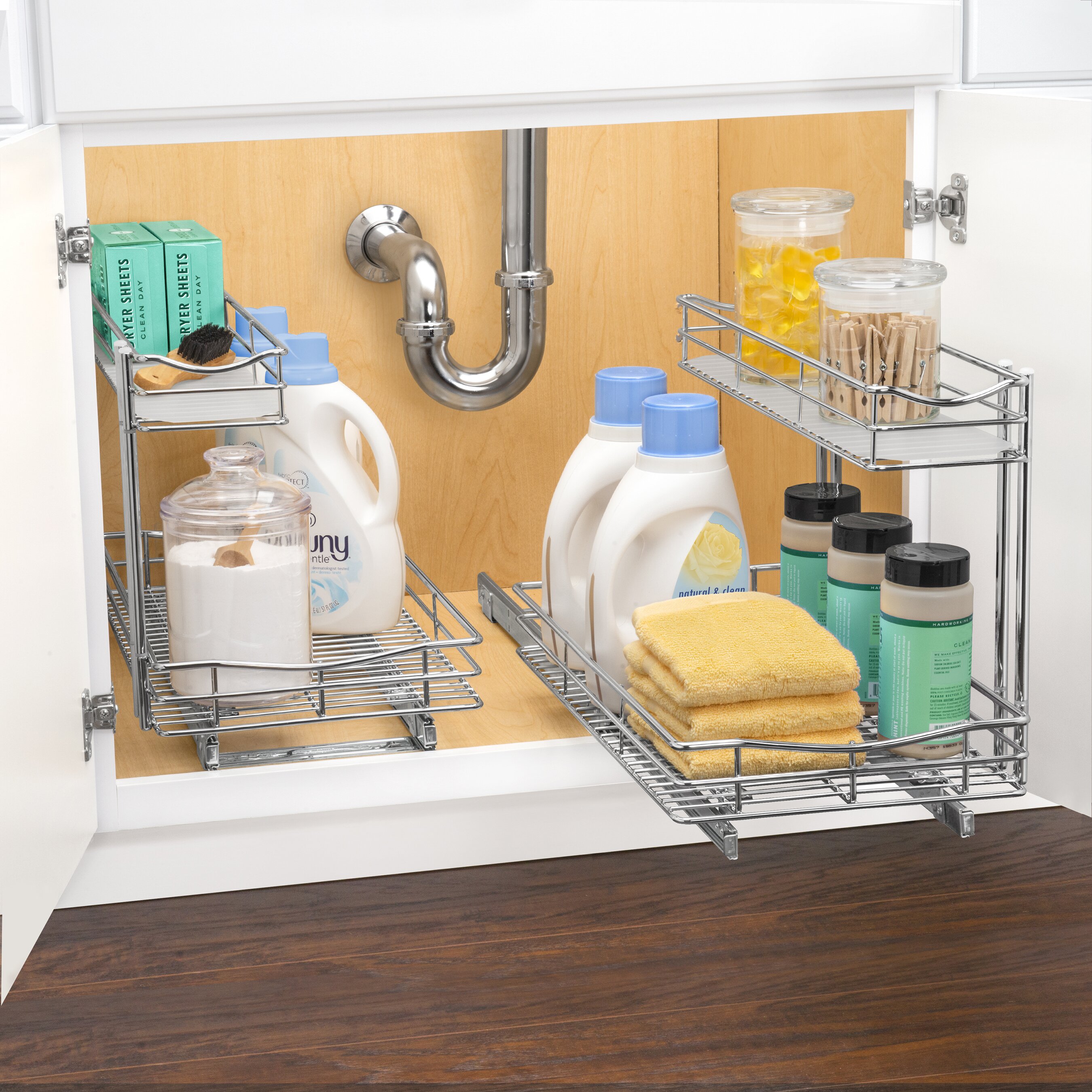 Lynk Roll Out Under Sink Organizer Pull Out Two Tier Sliding