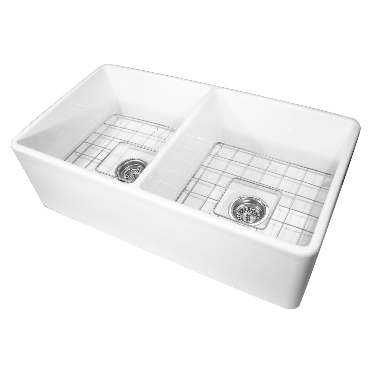 Nantucket Sinks Cape 33" x 18" Double Bowl Kitchen Sink with Grids