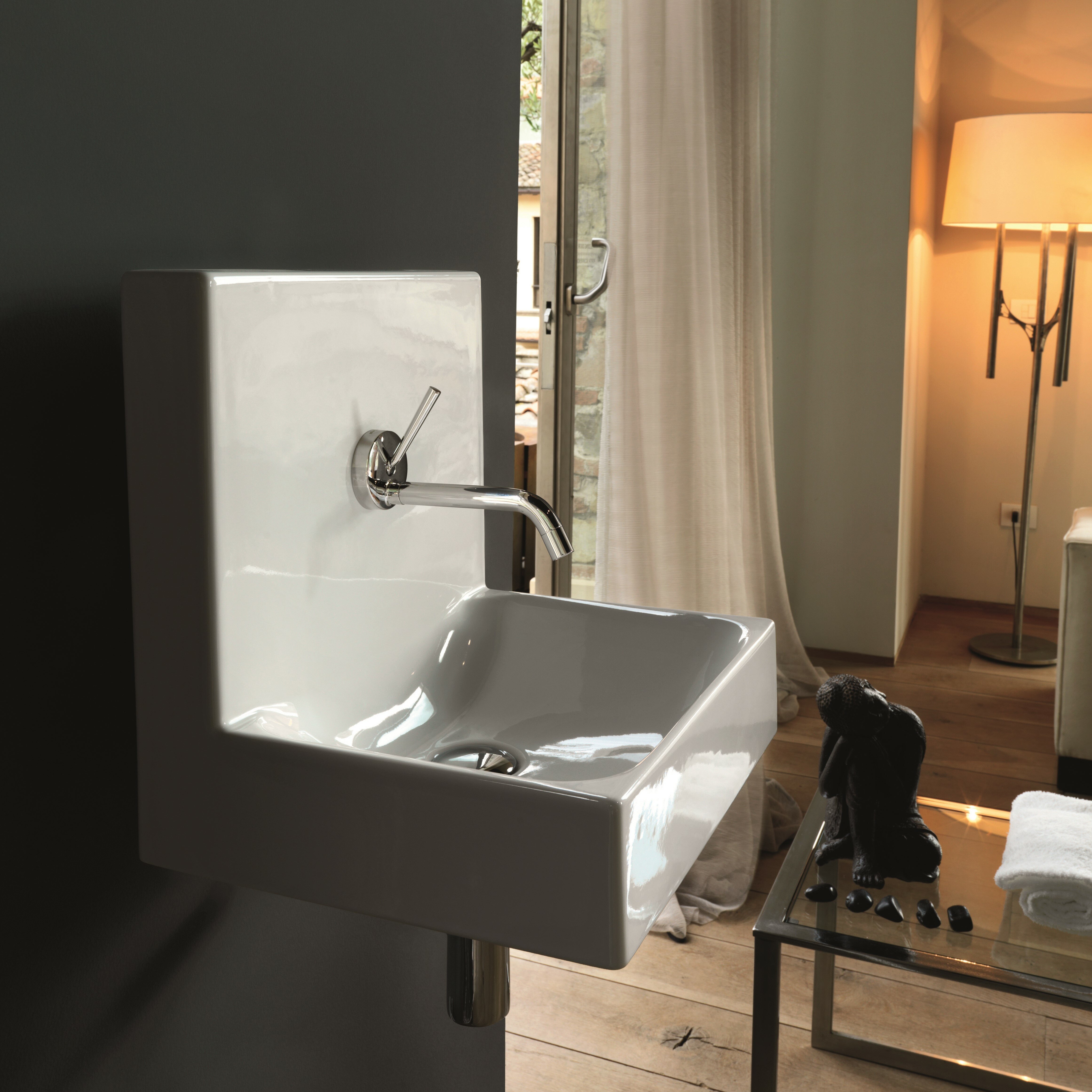 WS Bath Collections Cento Ceramic Wall Mounted Vessel Bathroom Sink 