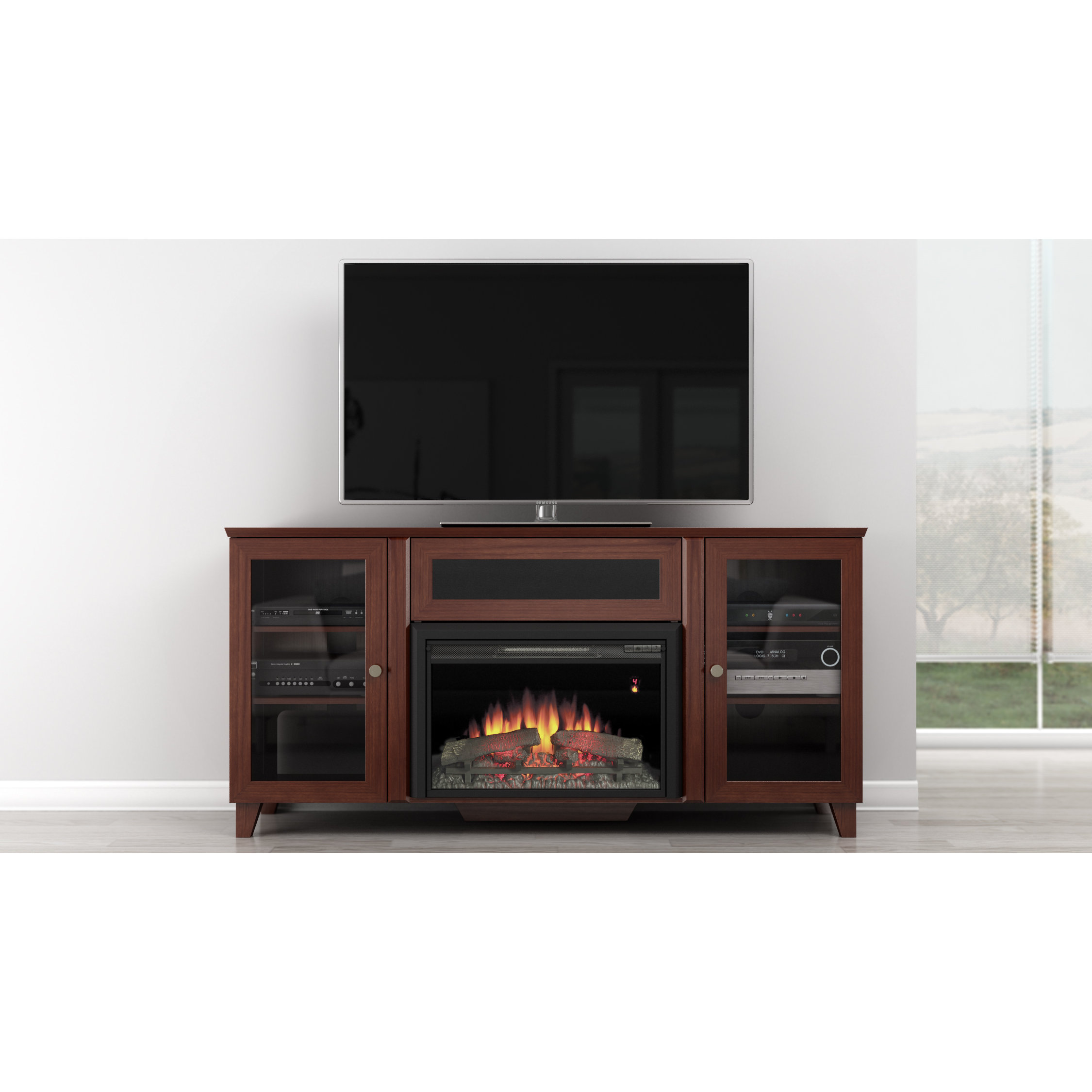 Furnitech Shaker Style TV Stand with Electric Fireplace & Reviews Wayfair