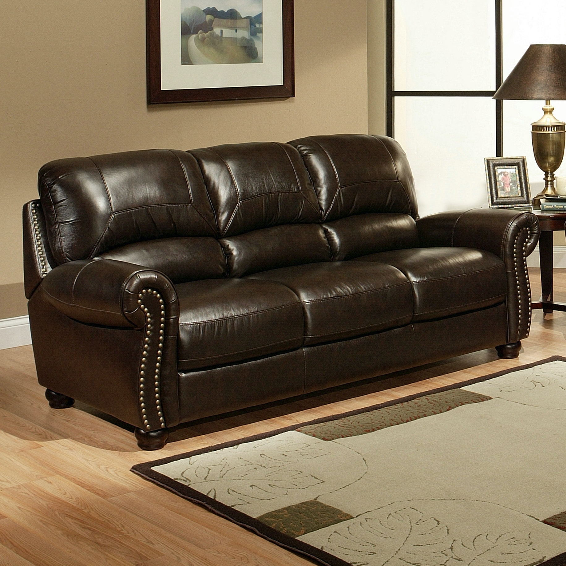 Abbyson Living Broadway Leather Sofa & Reviews Wayfair