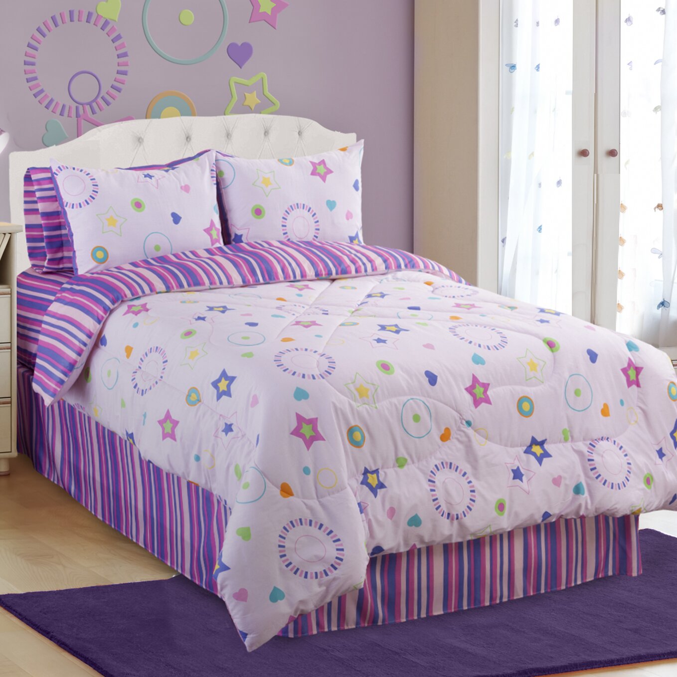 Veratex Glow in The Dark Star Dance Comforter Set & Reviews | Wayfair