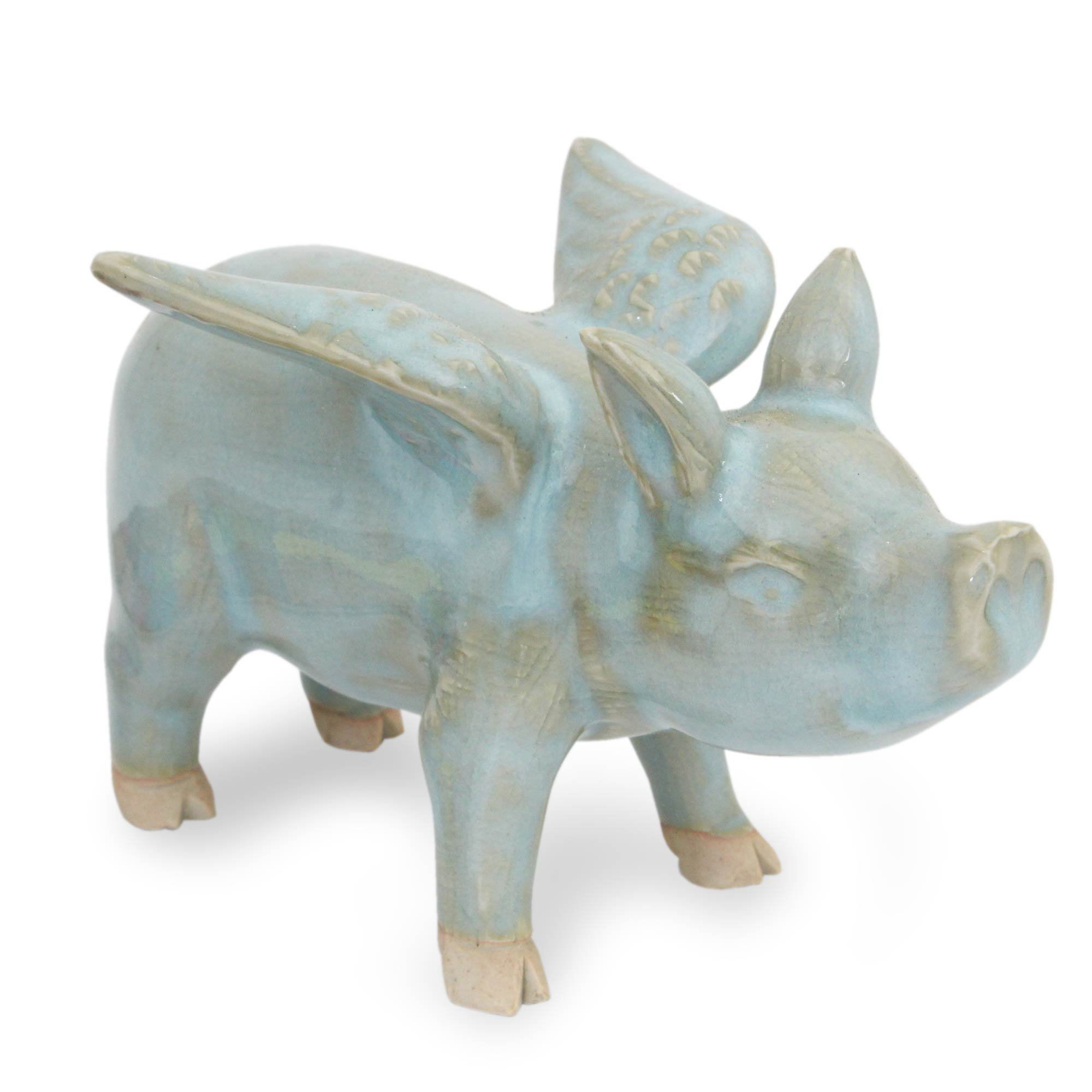Novica Handcrafted Ceramic Flying Pig Figurine & Reviews Wayfair
