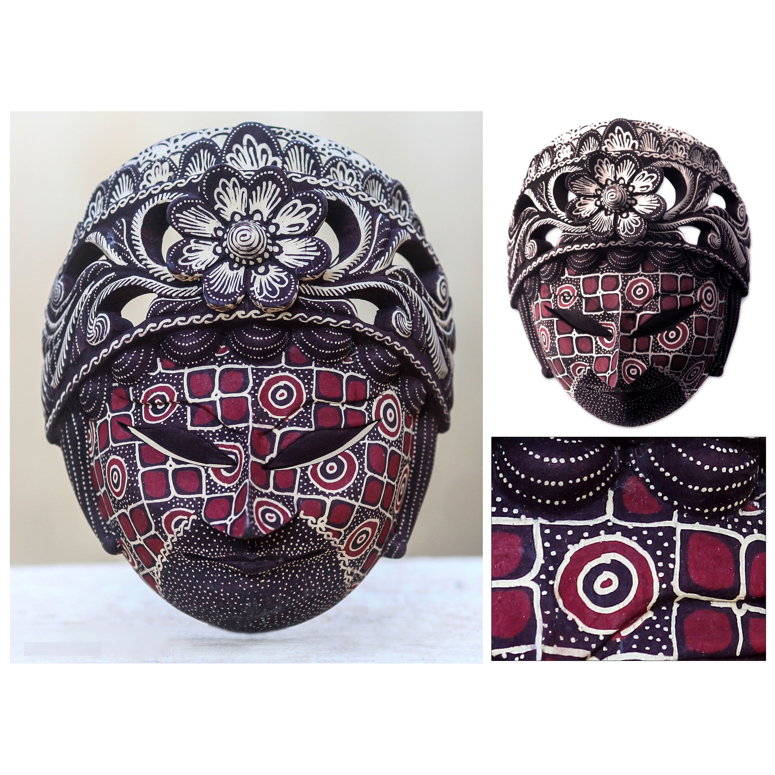 Novica Batik Wood Mask Indonesian Wall Decor | Wayfair