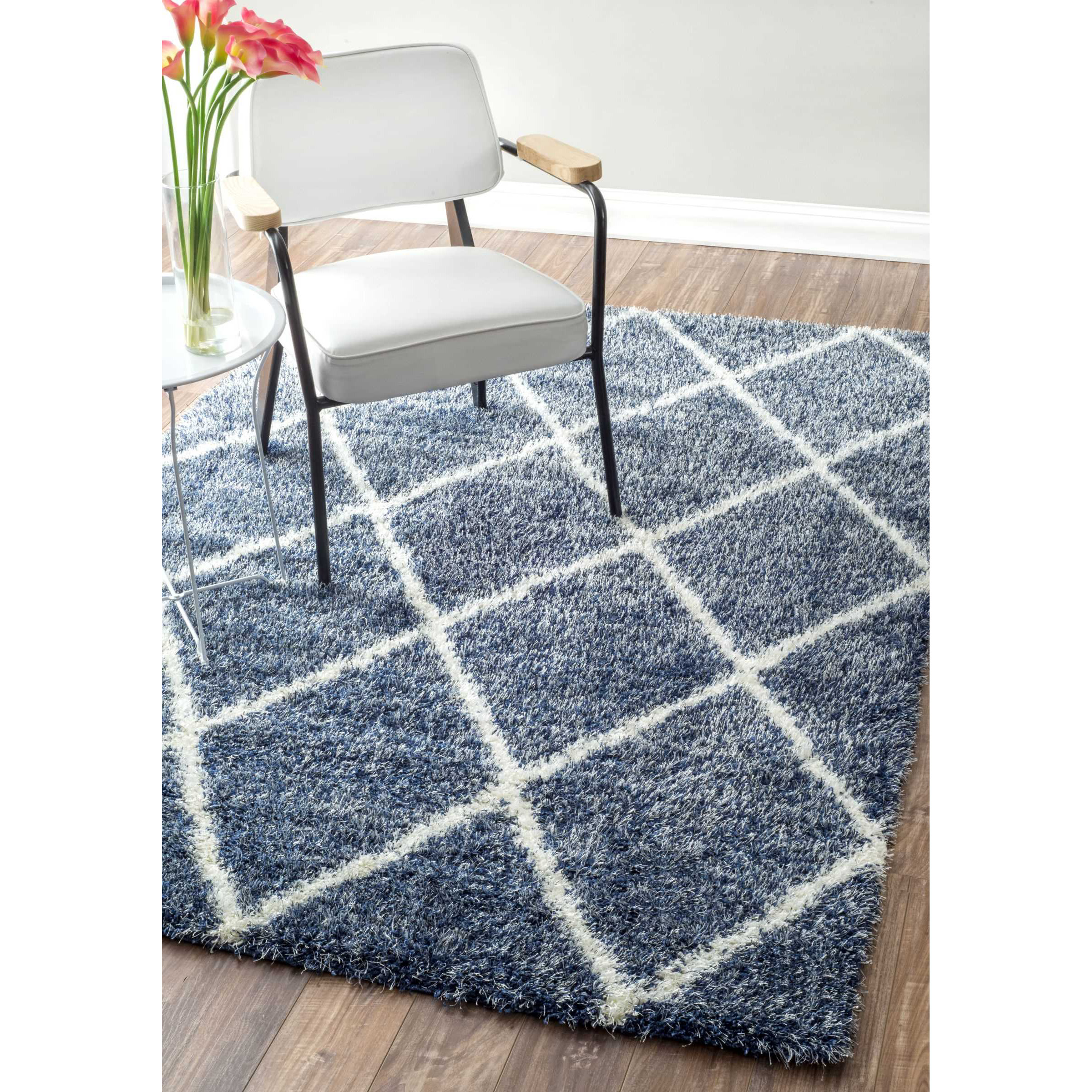 nuLOOM Shaggy Blue Trellis Shag Area Rug & Reviews Wayfair