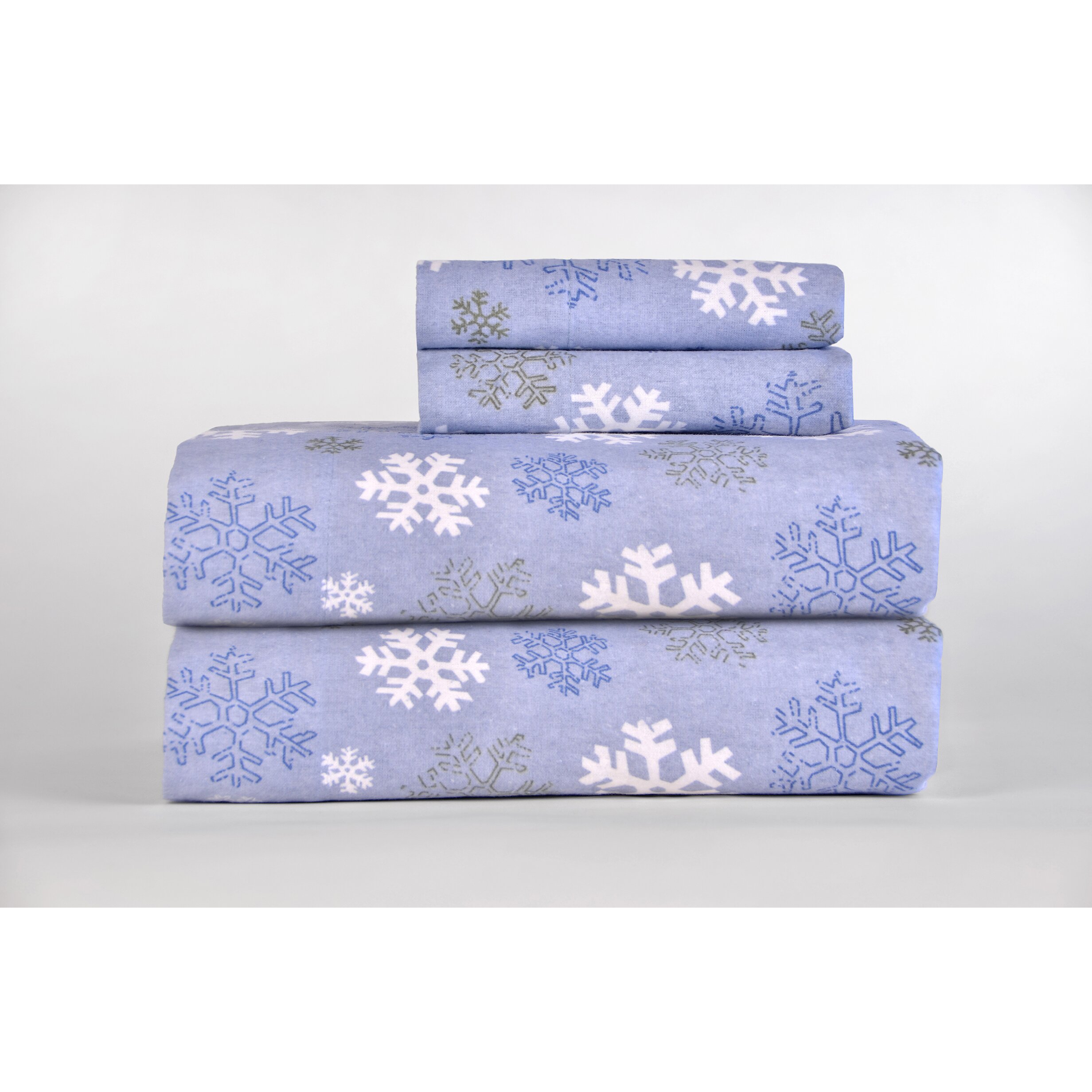 Pointehaven Heavy Weight Snowflake Printed Flannel Sheet Set & Reviews | Wayfair