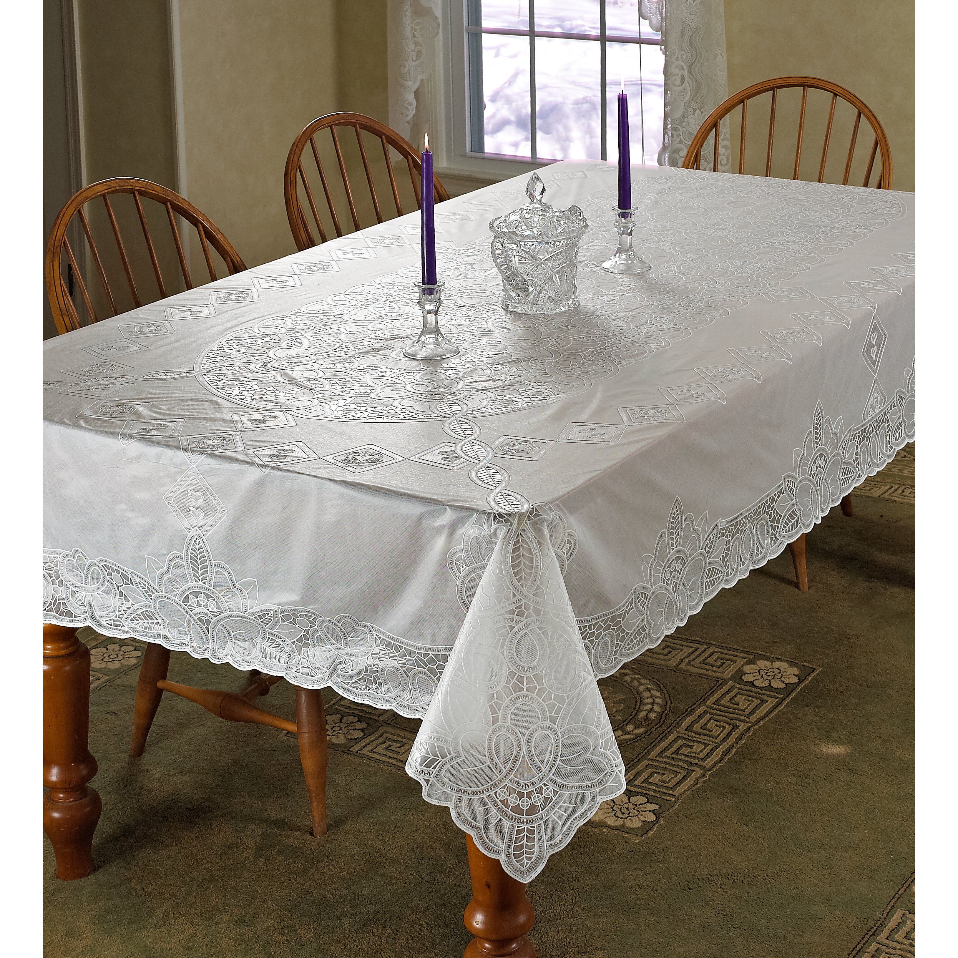 Violet Linen Vinyl Lace Betenburg Design Tablecloth & Reviews | Wayfair