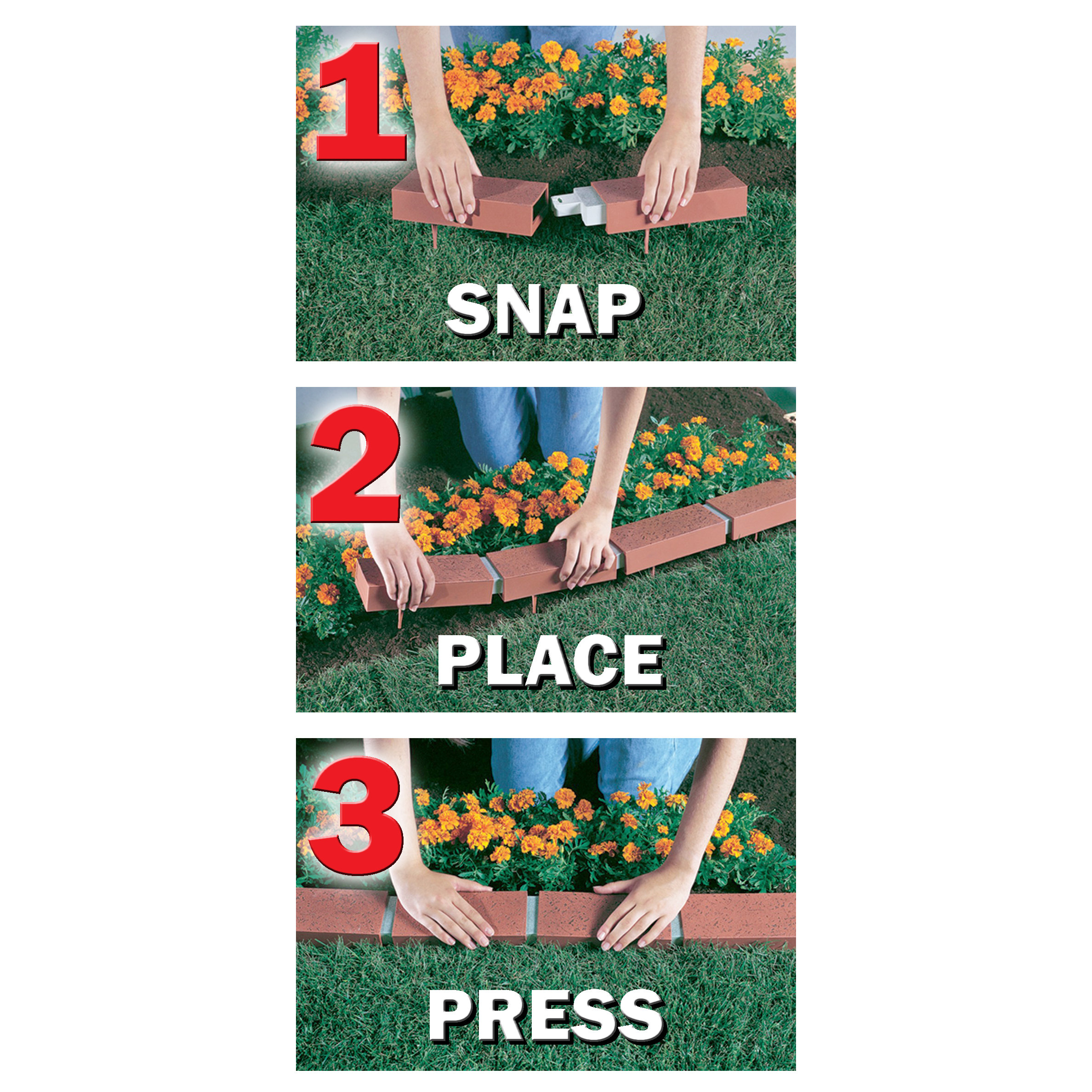 Argee Let's Edge It! Decorative Plastic Brick Edging with 6 Solar