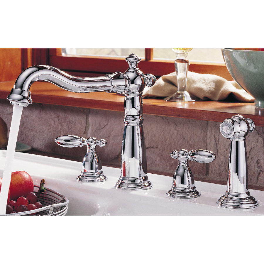 Delta Victorian Double Handle Standard Kitchen Faucet with Spray ...