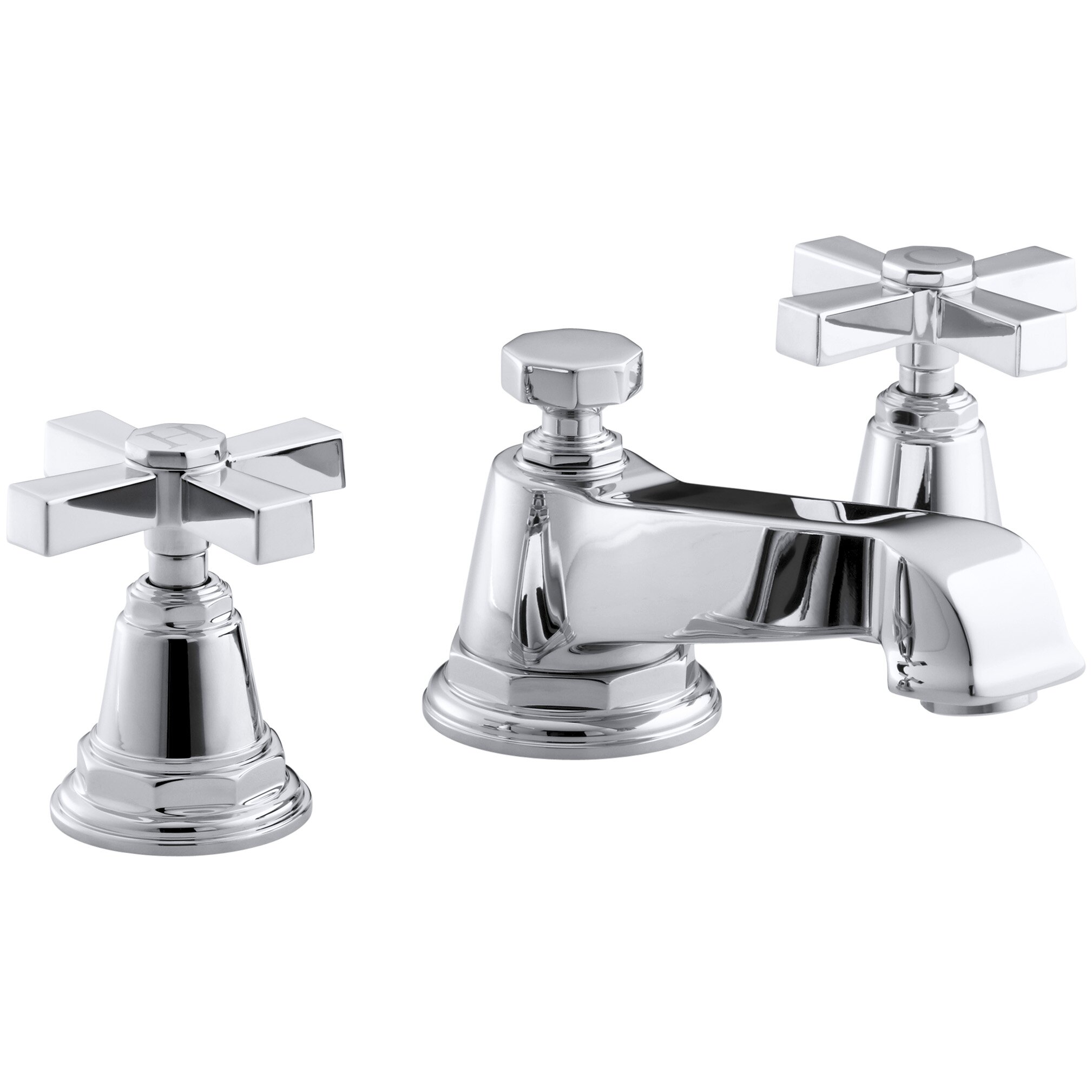 Kohler Pinstripe Pure Widespread Bathroom Sink Faucet with Cross