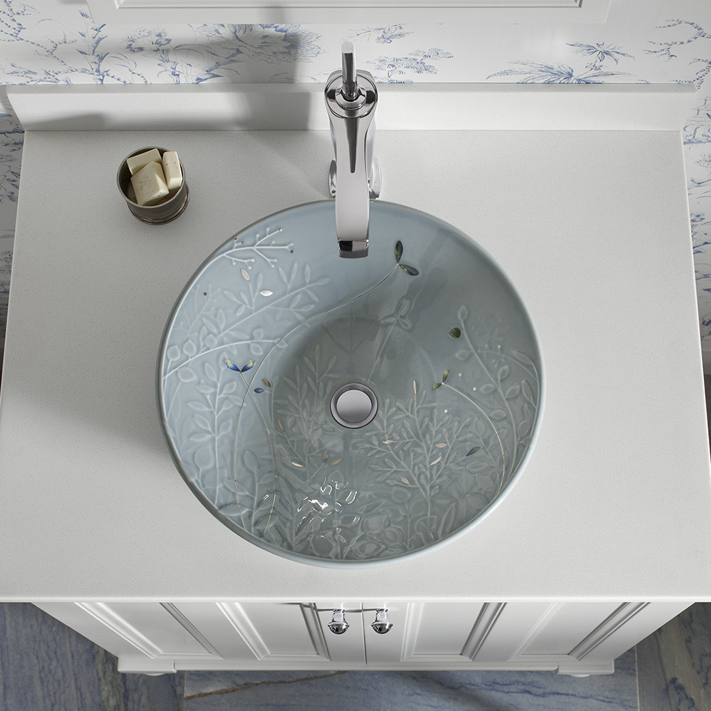 Kohler Gilded Meadow Design On Conical Bell Vessel AboveCounter