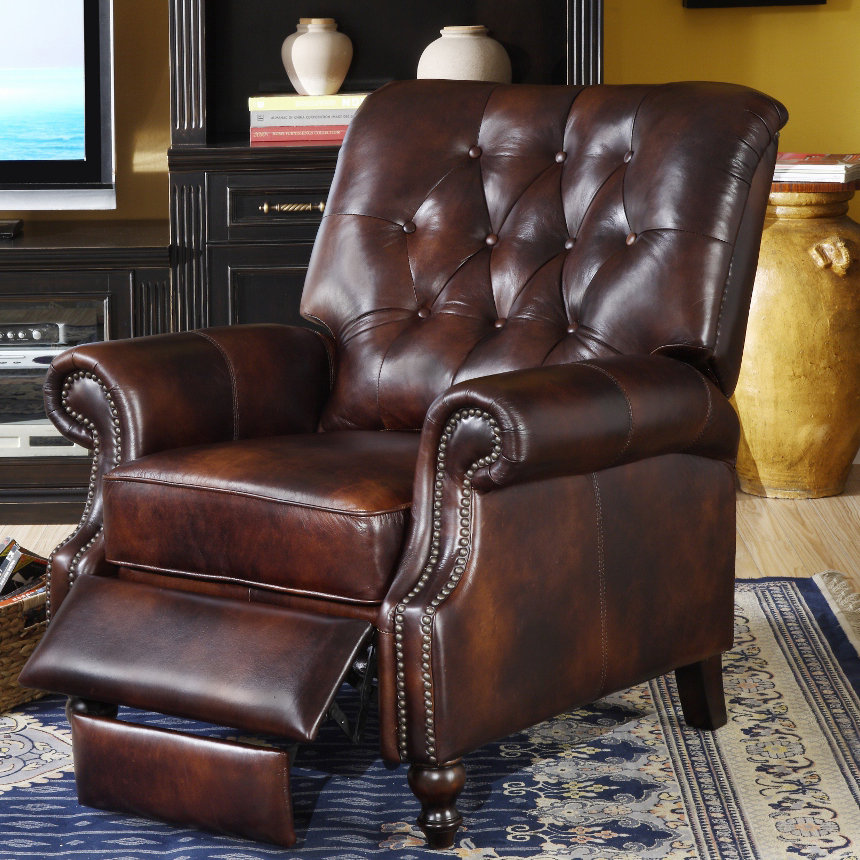 Lazzaro Leather Philip Tufted Back Top Grain Leather Recliner & Reviews