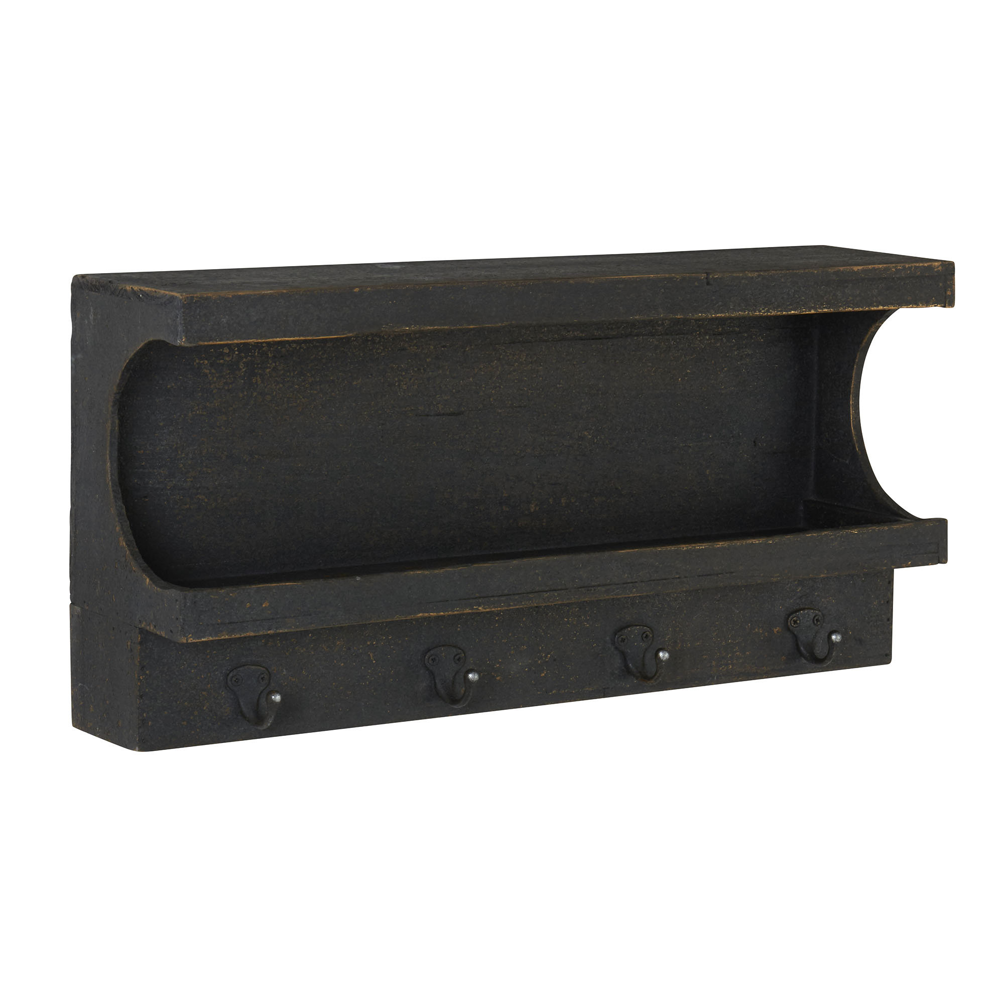 Household Essentials Wall Mount Storage Cubby Shelf with Hanging Hooks