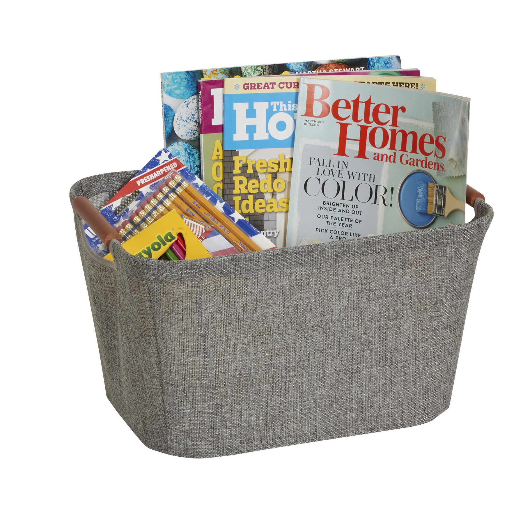 Household Essentials Tapered Storage Bin with Wood Handle & Reviews