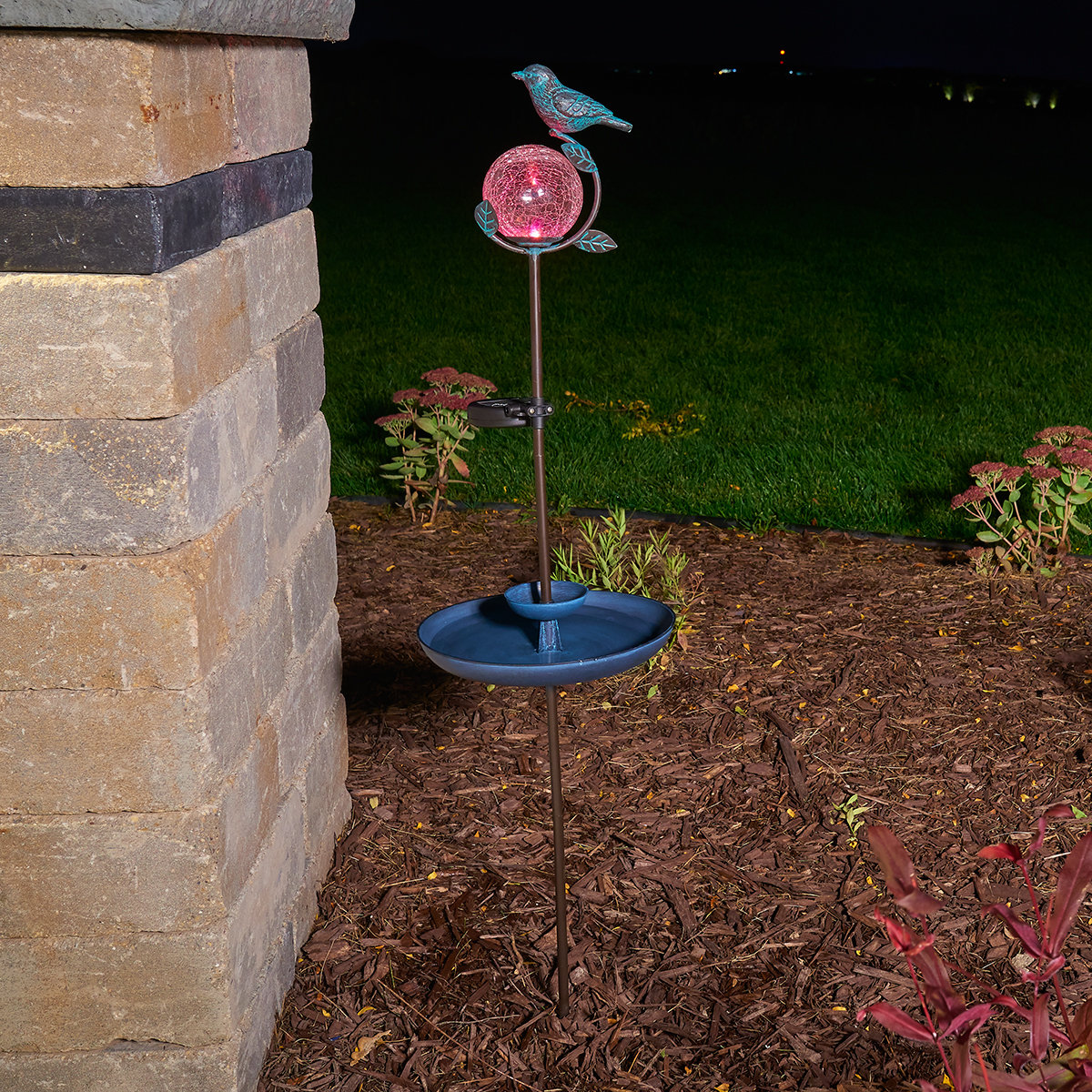 Smart Solar Aquarius Birdbath Solar Stake with Glass Orb & Reviews