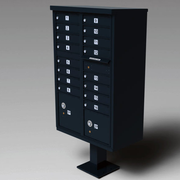 Florence Pedestal Mounted MultiFamily Mailbox with Rain Overhang