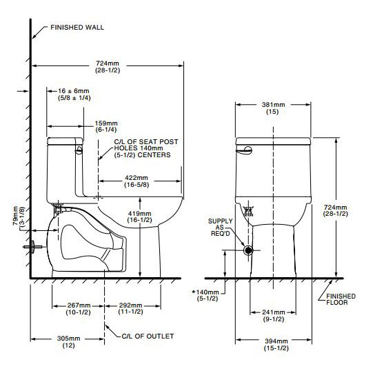 American Standard Cadet Compact 3 Flowise 1.28 GPF Elongated 1 Piece ...