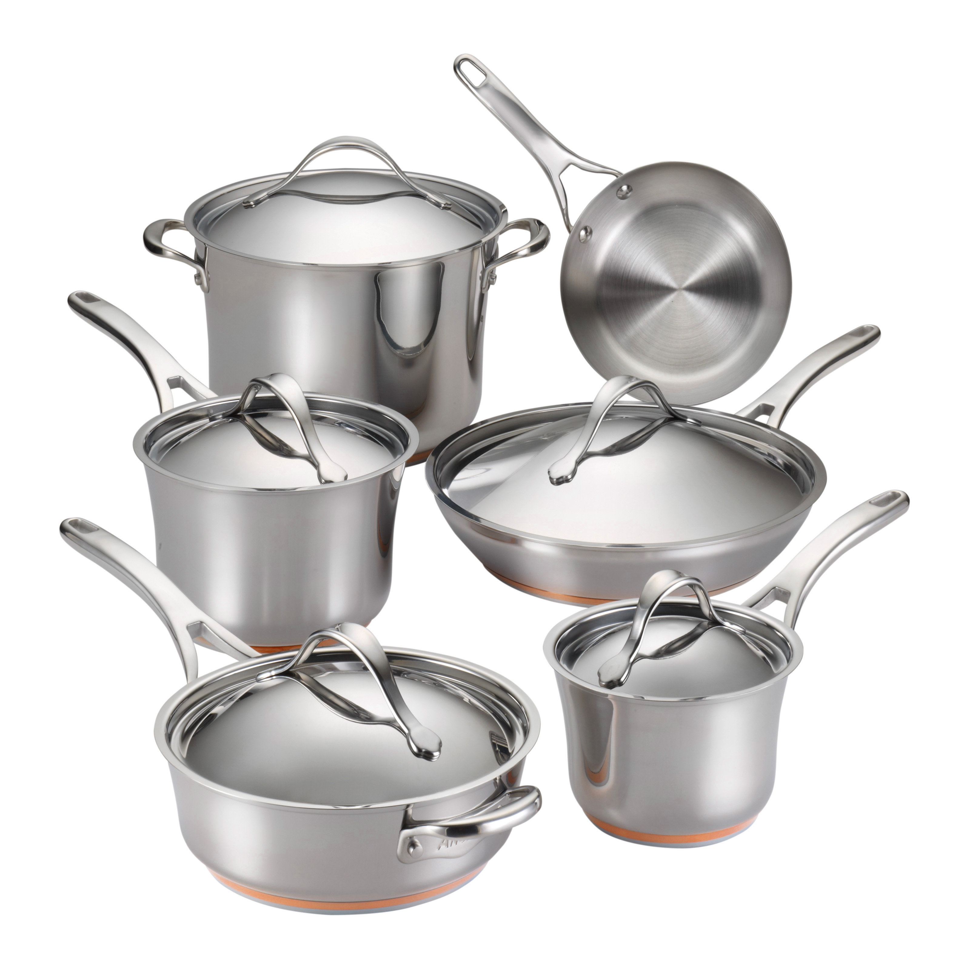 Anolon Nouvelle Copper Stainless Steel 11 Piece Cookware Set & Reviews  Wayfair