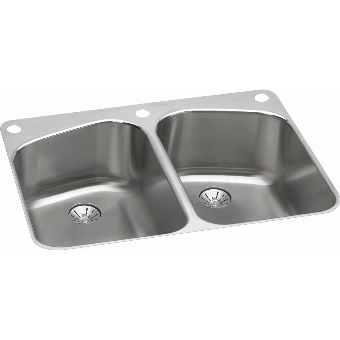 Elkay Harmony 33 x 22 Stainless Steel Equal Double Bowl Dual Mount Kitchen Sink with Faucet