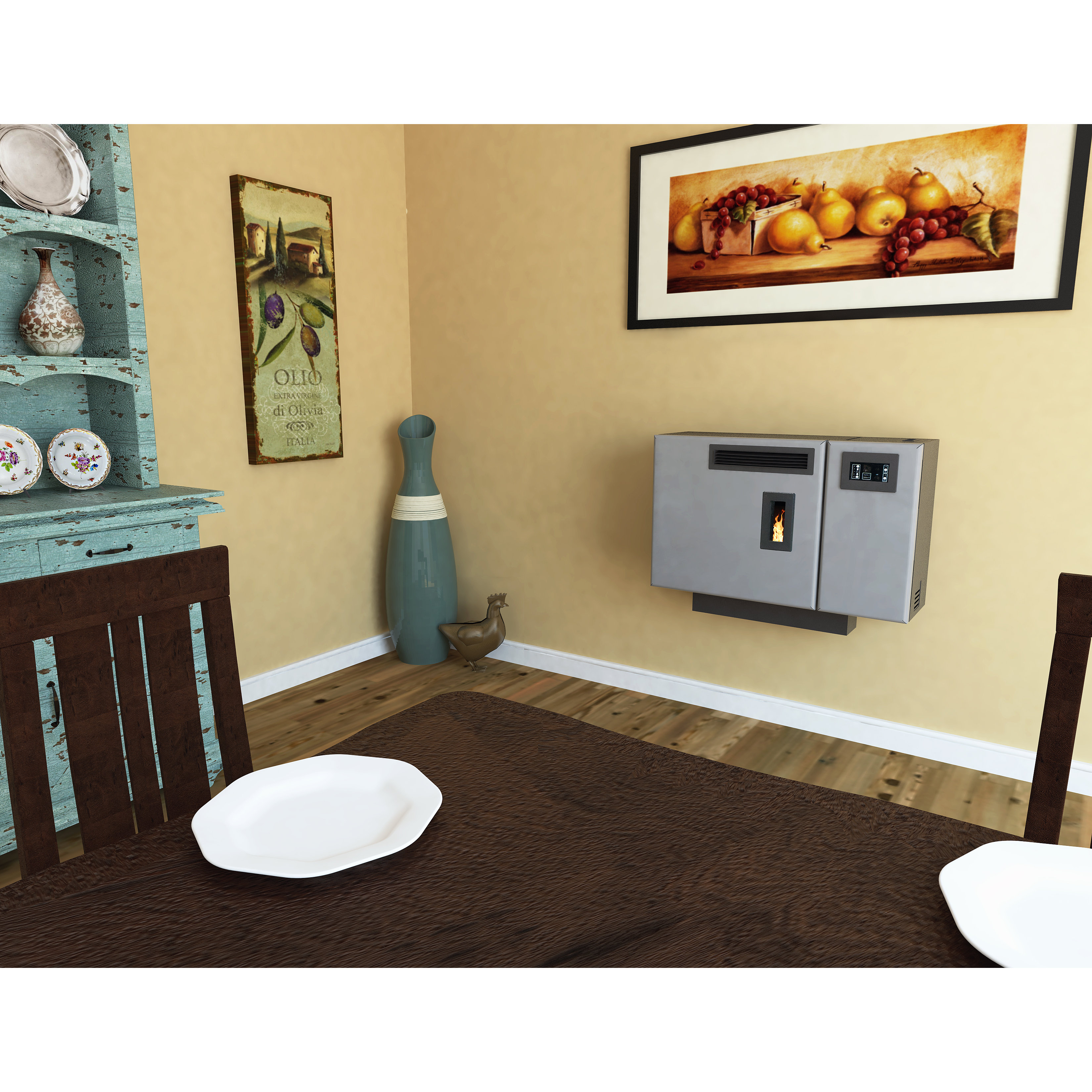 US Stove 1,000 Square Foot Wall Mount Direct Vent Pellet Stove